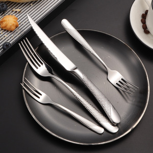304 stainless steel knife and fork spoon <b>star</b> drill handle steak knife eating spoon fork spoon soup spoon western tableware set - Product Image 4