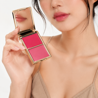 Palette de maquillage personnalisée, blush et contour dorés, haute pigmentation, waterproof, vegan, double texture crème et poudre, logo personnalisé