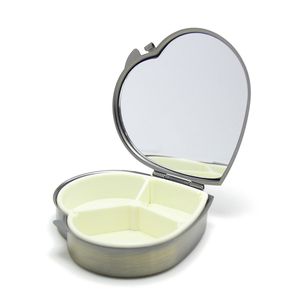 Portable Heart Tablet Pill Case Salt <strong>Spice</strong> Pepper Organizer Fish Oil Box Glass Mirror Stainless Steel Metal Pocket Storage <strong>Boxes</strong> - Product Image 4