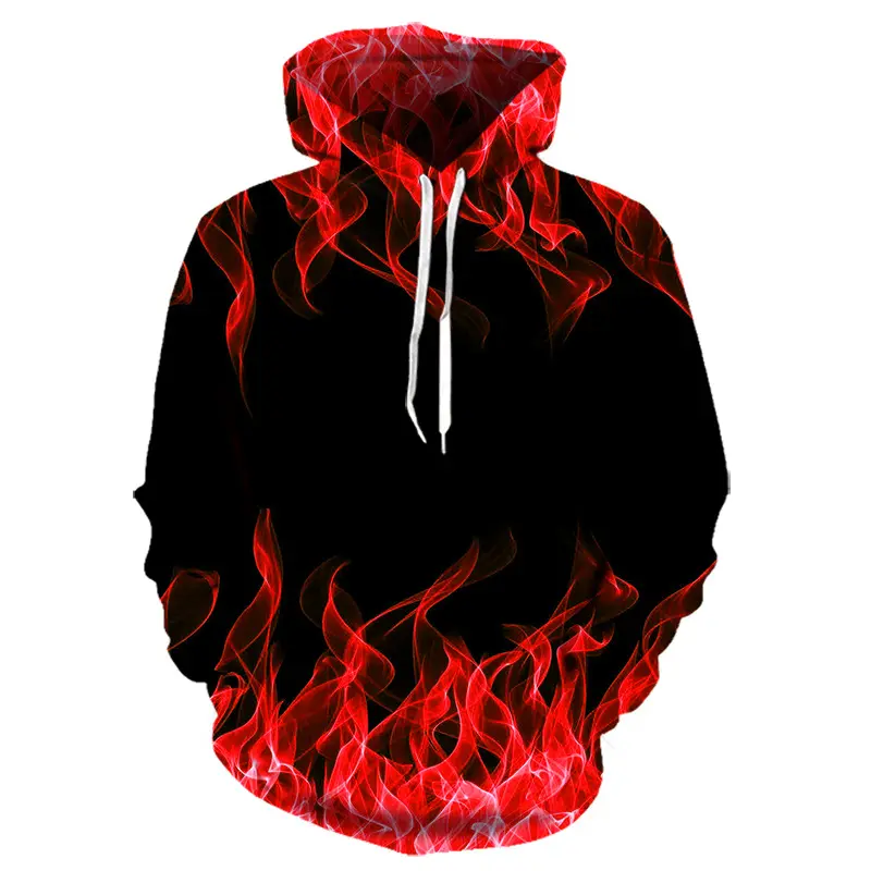 Wholesale Hoody Homme Fire 3D Print Unique Custom Hoodie Print Illustration Small Size Z3D Hoodies Unisex In Guazhong