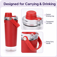 Bouteille d'eau isotherme 16 oz en acier inoxydable 304 à l'intérieur et 201 à l'extérieur, avec couvercle anti-fuite, filtre à thé, poignée pliable, personnalisable