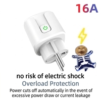 Adaptateur de prise WiFi intelligent WALE 16A Tuya avec moniteur de puissance, prise EU, commande vocale, minuterie, compatible Google Home et Alexa, pour maison connectée