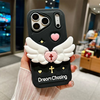 Nouvelle coque de téléphone en silicone avec support pliable en forme d'ailes d'ange pour iPhone 17 16 15 14 13 Pro Max, avec support croisé en caoutchouc