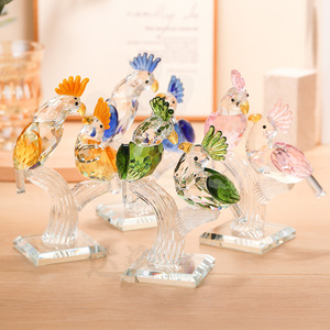 Ensemble de figurines d'oiseaux en verre cristal, décor animal coloré, décoration de la maison, collection de cadeaux, ornement - Product Image 4