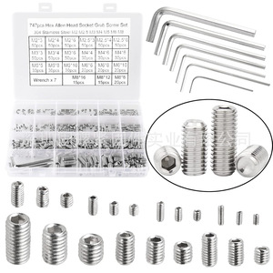 304 Stainless Steel Hex Socket Grub Screw Set 747Pcs Metric M2 M3 M4 M5 M6 M8 With Allen Wrenches - Product Image 1