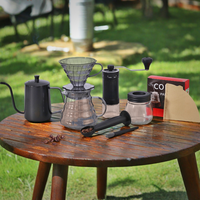 Kit complet pour café filtre 600 ml avec bouilloire à bec de cygne, pot de service en verre et moulin à café
