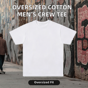 Blank <b>White</b> Cotton Men's Oversized Crew Neck <b>Short</b> <b>Sleeve</b> Knitted T-<b>Shirt</b> Eco-Friendly Breathable Plus Size Streetwear - Product Image 2
