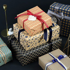 Men's Wrapping <b>Paper</b> Gift <b>Paper</b> Dark Checkered Yellow Kraft Eco-friendly Simple Neutral <b>Pattern</b> Set for Gift Craft - Product Image 5