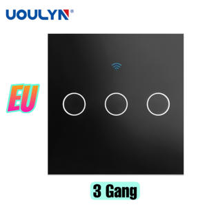 Interrupteur tactile intelligent Wifi Uoulyn EU 10A 3 gang 86*86mm Ehouse pour la <span class=keywords><strong>maison</strong></span>, prend en charge les connexions Wifi et Bluetooth - Product Image 1