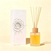 Bouteille diffuseur de parfum en verre dépoli de 120 ml avec bouchon en bois naturel, récipient vide pour diffuseur d'arômes pour la maison