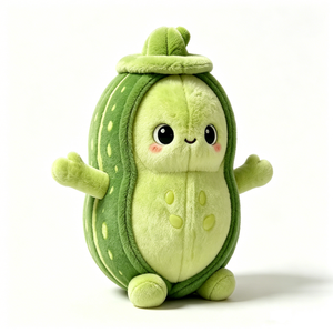 Peluche de guisante verde personalizado, peluche de verdura, peluche de personaje con forma de vaina de guisante, peluche con temática de comida, linda verdura verde de peluche - Product Image 2