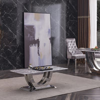 Ensemble de table basse ronde convertible de luxe moderne avec base en acier inoxydable doré et plateau en marbre pour salon, meubles de maison