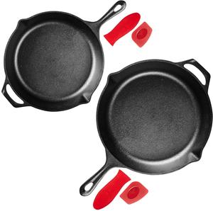 Non-Stick Enamel Coated Cast Iron <strong>Paella</strong> <strong>Pan</strong> &amp; Seafood Frying <strong>Pan</strong> with Protective Handle Pre-<strong>Seasoned</strong> for Gas and Induction - Product Image 1