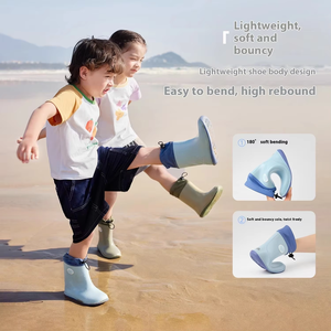 2025รองเท้าบูทกันฝนสำหรับเด็ก, รองเท้ากันน้ำตาข่ายบุกันน้ำกันลื่นพื้นรองเท้าพีวีซีและยางแบบใช้แล้วทิ้งสำหรับเด็กผู้ชายเด็กผู้หญิงฤดูใบไม้ร่วง - Product Image 5