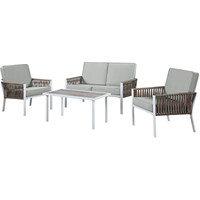 Ensemble de meubles d'extérieur en rotin moderne, 4 pièces, table et chaises avec canapé pour patio, jardin, cour et salon