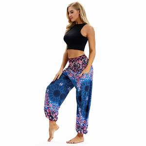Wholesale Breathable Plus Size Digital Printing Bohemian Yoga Harem Pants Women with Elastic Waist Mid - Product Image 1