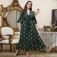 Maßge schneiderte hochwertige Damen bedruckte Midi Plus Size Kleid Sommer neue Chiffon Tunika Kleid