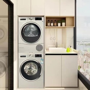 Gabinete de fregadero de lavandería de <span class=keywords><strong>aluminio</strong></span> moderno personalizado para <span class=keywords><strong>lavadora</strong></span> incorporada para hoteles y villas muebles de balcón - Product Image 2