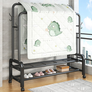 Tendedero de ropa multicapa con estante de almacenamiento de zapatos, estante organizador, <span class=keywords><strong>diseño</strong></span> de pie para dormitorio, balcón o baño - Product Image 6