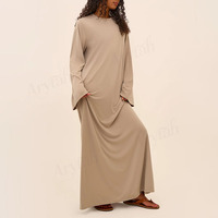 Robes Abaya en jersey de haute qualité, design personnalisé, pour femmes musulmanes, couleur unie, longueur intégrale, modestes, Abaya islamique en jersey