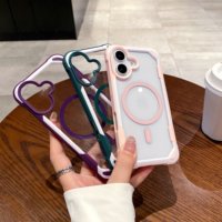 Prix de gros Double Couleur Couverture Antichoc Clair TPU Magnétique Sans Fil Charge Téléphone Cas pour iPhone 16 Pro Max 15 Plus 14 13