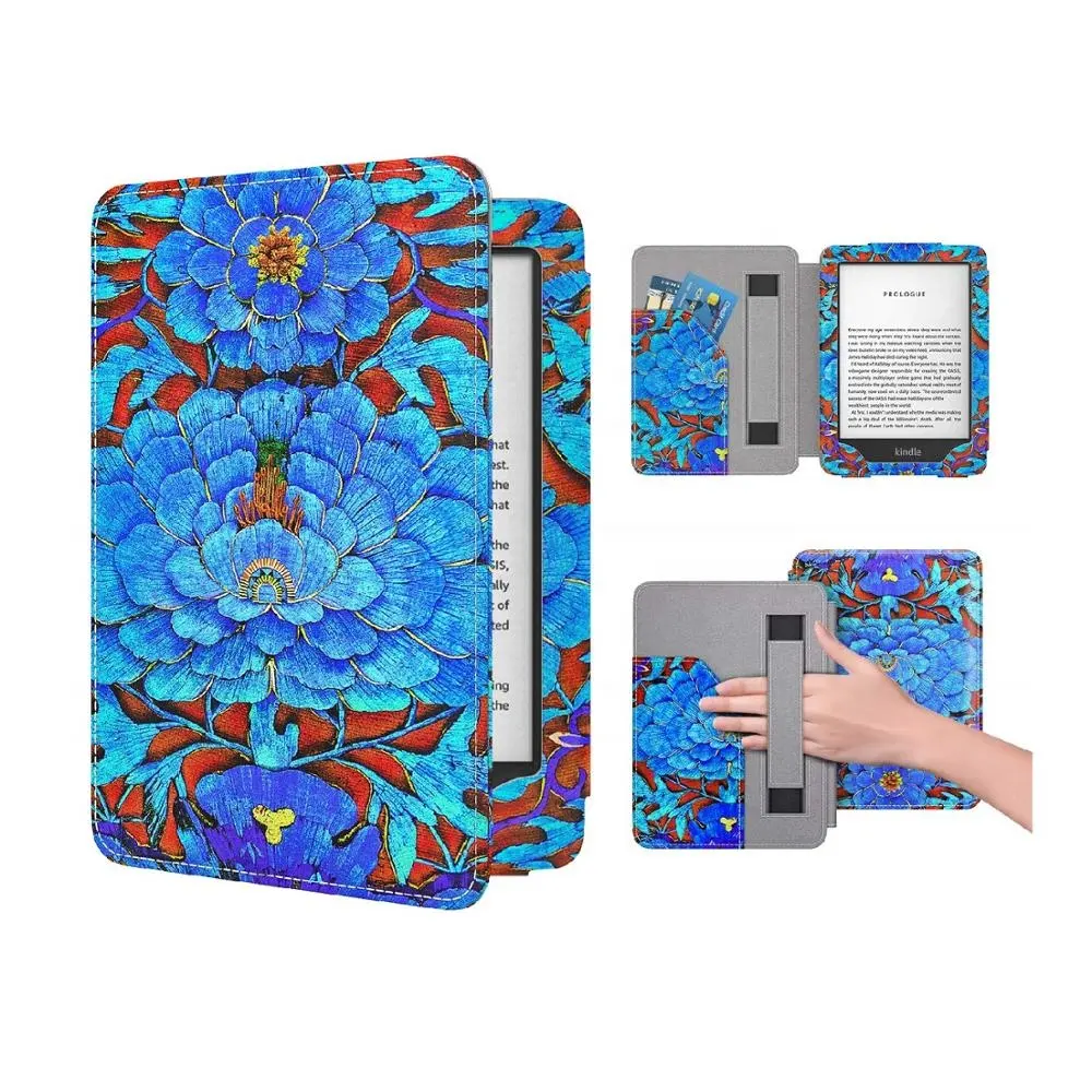 PU leather Magnetic Smart cover Case with Hand Strap for Amazon Kindle 10th Generation 2019 release cover