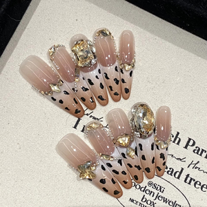 Vente en gros personnalisé style français <span class=keywords><strong>diamant</strong></span> oeil de chat long 10 pièces acrylique presse <span class=keywords><strong>sur</strong></span> les ongles de luxe réutilisable faux ongles - Product Image 2