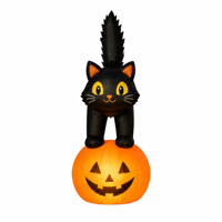 Décoration de jardin d'Halloween en forme de chat noir gonflable LED sur mesure