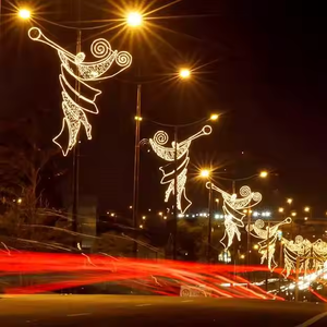 Décoration de lumière de thème de diode luminescente extérieure personnalisée 2D <span class=keywords><strong>colonne</strong></span> de rue suspendus ornements de Noël - Product Image 5