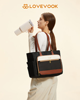 Sac à déjeuner LOVEVOOK pour femmes, sac de travail avec compartiment isotherme, sac pour ordinateur portable de 15,6 pouces avec porte-gobelet, grand sac à déjeuner