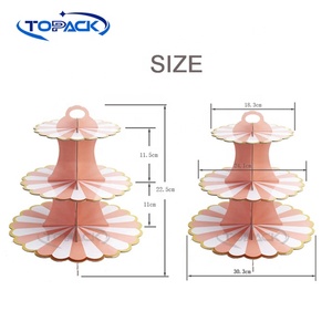 Disposable 3 Tier Paper Dessert Round Cupcake Holder Tower <strong>Cardboard</strong> <strong>Cake</strong> <strong>Stand</strong> for Birthday Party Desserts Display - Product Image 3