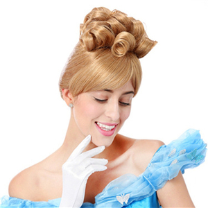 Tocados falsos europeos y americanos Pelucas Comercio exterior Cenicienta Princesa Cabeza Pelucas Cabeza dorada Cabello rizado medio largo - Product Image 2