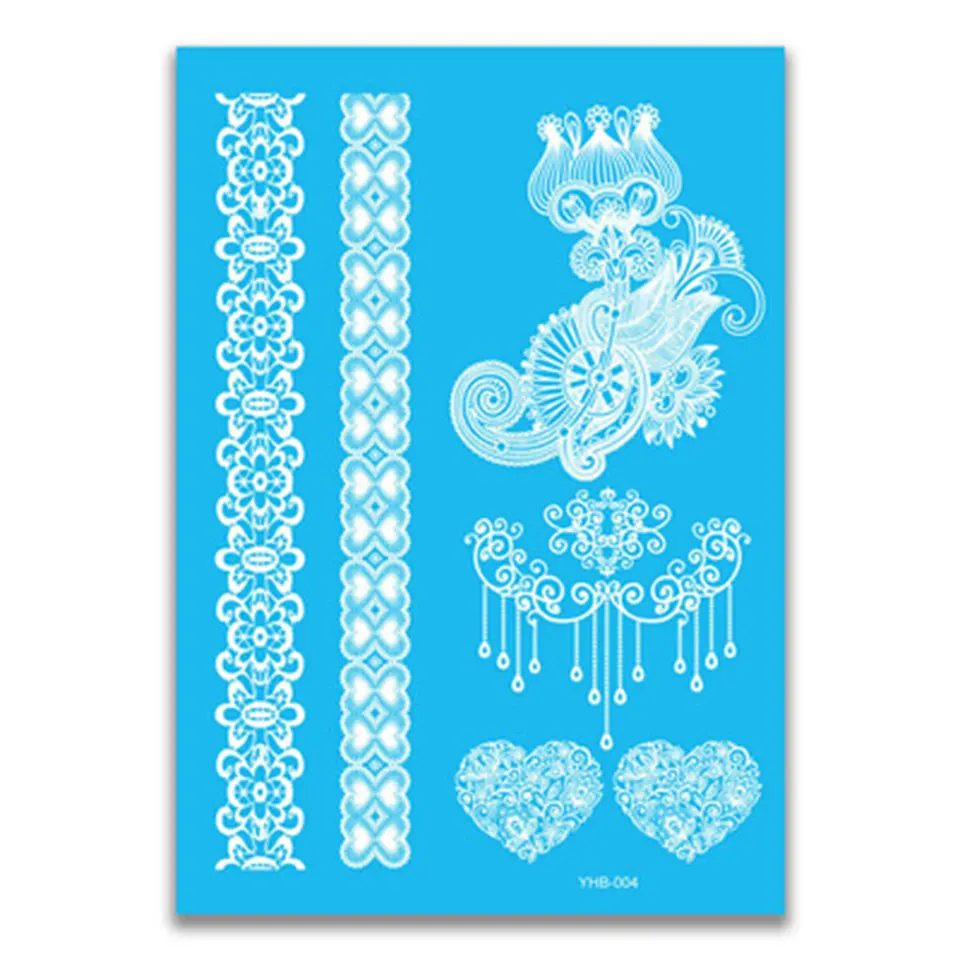 White Lace Wedding Bride Henna Factory Wholesale Tattoo Sticker Letters Girl Heart Personality Line Temporary Tattoo Sticker