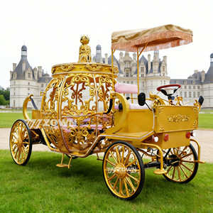 Carruaje Eléctrico Dorado de Cenicienta, 4 Ruedas, Carroza Real para Bodas, con Batería, Frenos Hidráulicos, Tamaño Personalizable - Product Image 3