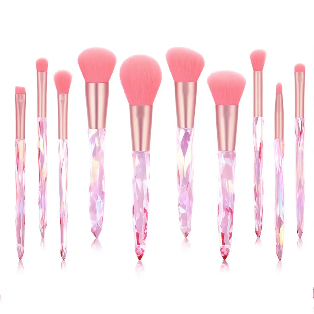 卸売高品質10個ベビーピンクアーティストメイクブラシセットカスタム化粧ブラシ