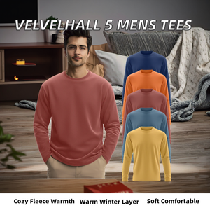 Trending 5 Pcs <b>Mens</b> Long Sleeve <b>Thermal</b> Shirts Crew Neck Fleece <b>Tops</b> Soft Pullover Sweatshirts Warm Autumn Eco-Friendly - Product Image 2