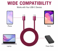 Kabel Pengisian Daya USB-C ke USB-C 60W 1m 2m, Nylon Braided, Tembaga Murni, Pengisian Cepat 3A, Kabel Data untuk iPhone 15 16 17 18 Pro Max