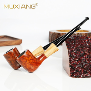 MUXIANG Briarwood Smoking Pipe Straight Handle Solid Wood Handmade Freehand Style Tobacco Pipe - Product Image 1