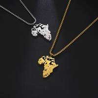Colliers pendentifs Myshape avec carte d'Afrique pour hommes, drapeaux des pays africains, collier en acier inoxydable, chaîne à maillons, bijoux de mode pour hommes
