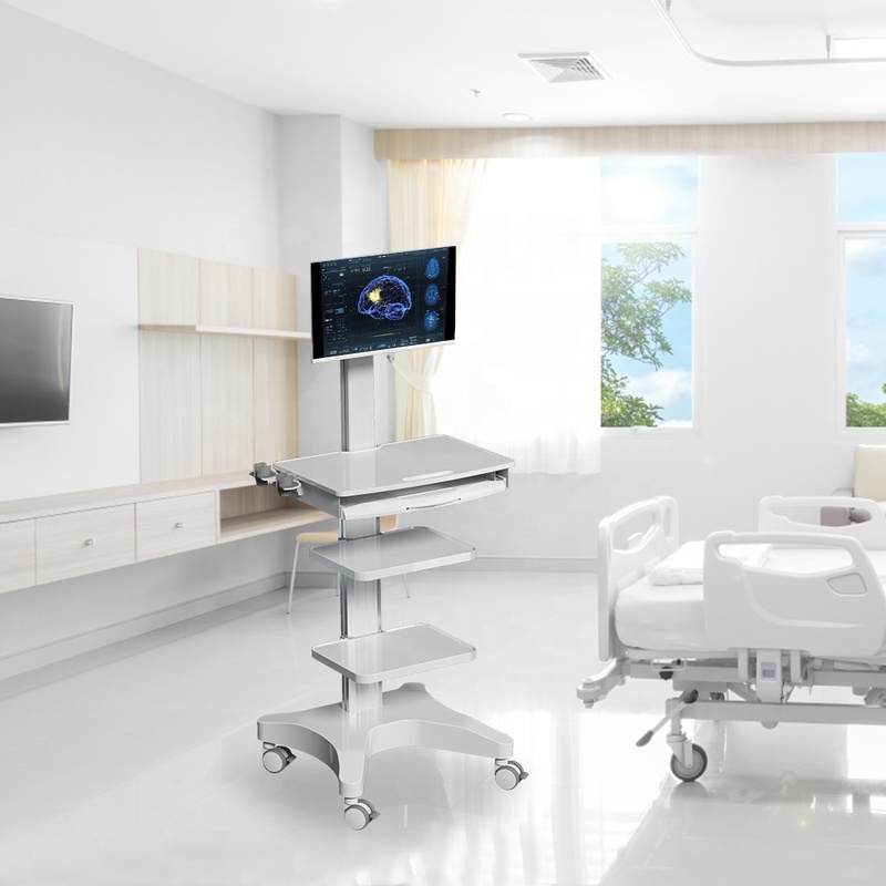 Medical Trolley With Monitor Mount Keyboard
