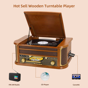 Tourne-disque vinyle vintage tout-en-un avec haut-parleurs, lecteur de <span class=keywords><strong>CD</strong></span>, lecteur de cassettes USB SD, phonographe, best-seller en Europe - Product Image 3