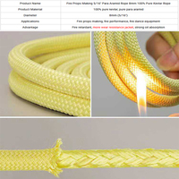 Corde en Aramide Ignifuge Haute Résistance, Tressée Anti-Acide pour Accessoires de Scène, Danse, Personnalisable, Corde Jaune 8mm 300g/m