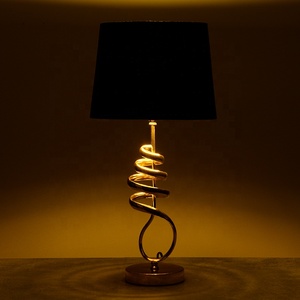 Nordic creativo base in <span class=keywords><strong>metallo</strong></span> design di alta-end di cotone <span class=keywords><strong>nero</strong></span> <span class=keywords><strong>paralume</strong></span> 10 pollici da comodino camera da letto caldo lampada da tavolo - Product Image 6