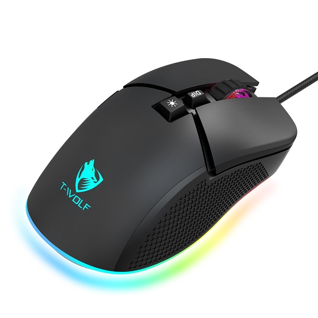 T-WOLF G590 Gaming Mouse RGB E-sports Luminous Color Lightweight 6D Wired 7 Buttons USB Interface Wholesale