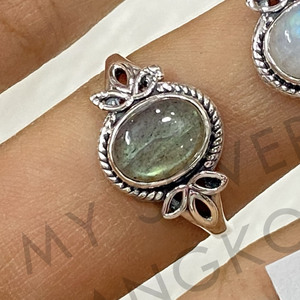 แหวนเงินสเตอร์ลิงแบบคลาสสิกอัญมณีธรรมชาติเครื่องประดับคุณภาพดี - Product Image 3