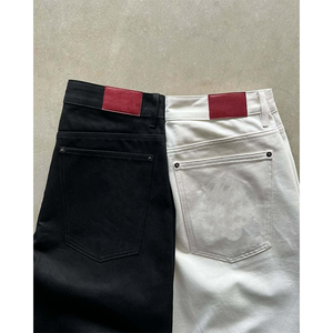 <span class=keywords><strong>Jean</strong></span> en denim <span class=keywords><strong>brut</strong></span> selvedge personnalisé, coupe ample, style vintage, lourd, jambe droite, noir et blanc, en coton japonais pour homme - Product Image 2