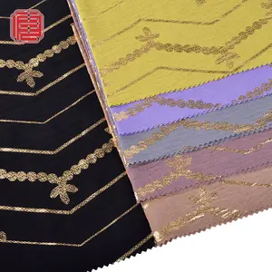 2023 새로운 디자인 고급스러운 짠 폴리 에스터 스팽글 라인 호일 패턴 100% 폴리 에스테르 직물 드레스