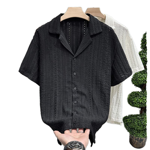 เสื้อเชิ้ตผู้ชายสไตล์วินเทจ คอเหลี่ยม ผ้าไหมน้ำแข็ง ระบายอากาศ แขนสั้น ใส่สบาย ซักเครื่องได้ ไม่ต้องรีด - Product Image 1