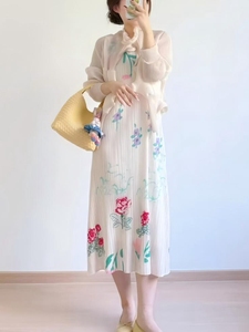 Romantic Floral Print Chiffon Midi <b>Dress</b> Ruffles Sleeveless Pleated Hem Modern Fit Polyester Breathable Summer Autumn Ruched - Product Image 5