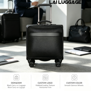 Bagage à main en cuir, valise de cabine avec roulettes 360° °   Valise de voyage d'affaires extensible avec roulettes pivotantes et serrure approuvée TSA - Product Image 1